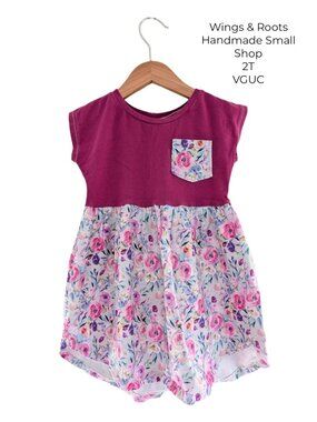 Wings & Roots Floral Pocket Grow With Me Dress | Handmade Small Shop 2T Girls